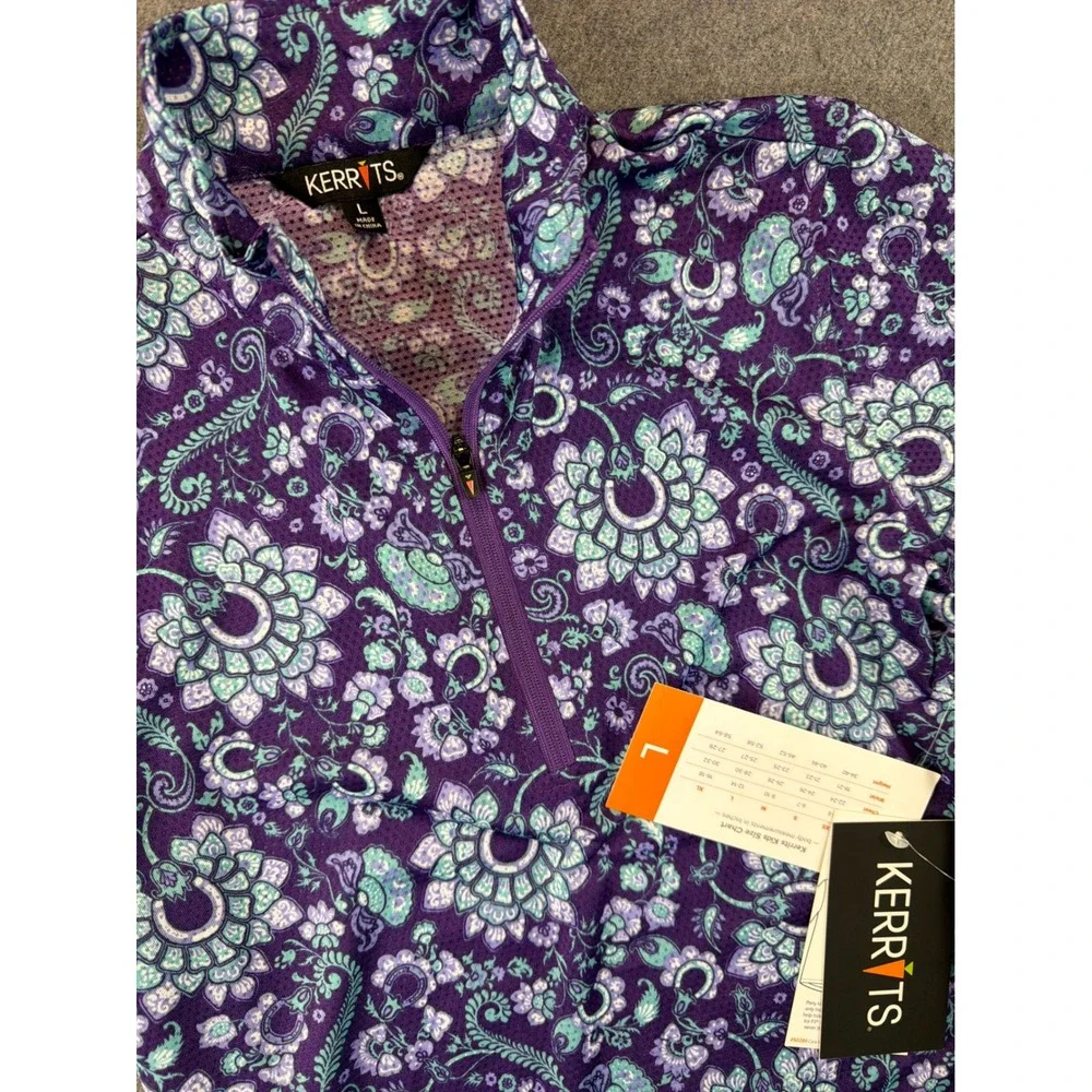 Kerrits‎ Kids Short Sleeve Shirt L Iris Lucky Paisley Ice Fil Equestrian NWT